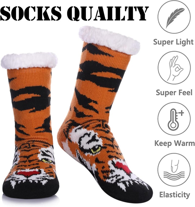 LINEMIN Mens Warm Slipper Socks Soft Cozy Fuzzy Fleece-Lined Winter Non Slip Indoor Christmas Socks - Image 5